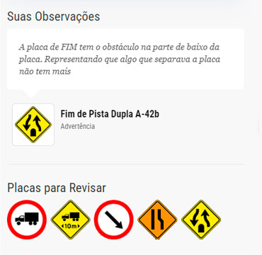 Tela interna das Observaes e Placas para Revisar